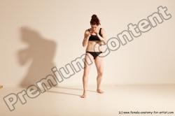 Underwear Martial art Woman White Moving poses Average long brown Dynamic poses Academic